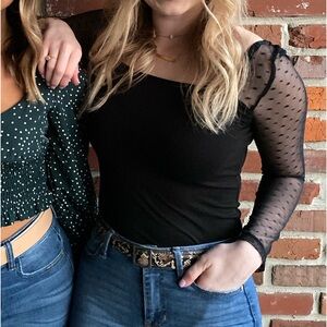 Black sheer sleeve top